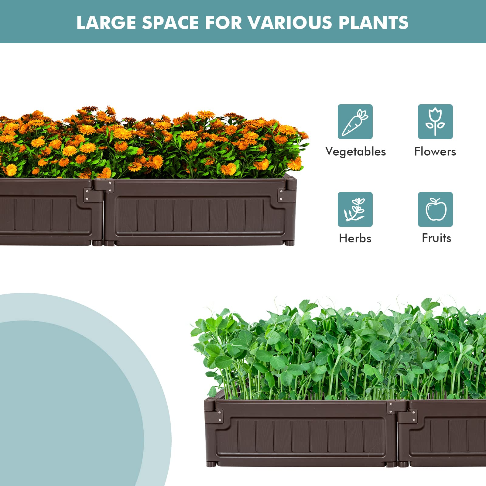 4x4 Ft Planter Raised Bed, Octagon Garden Bed for Vegetable Flower Succulents Fruits