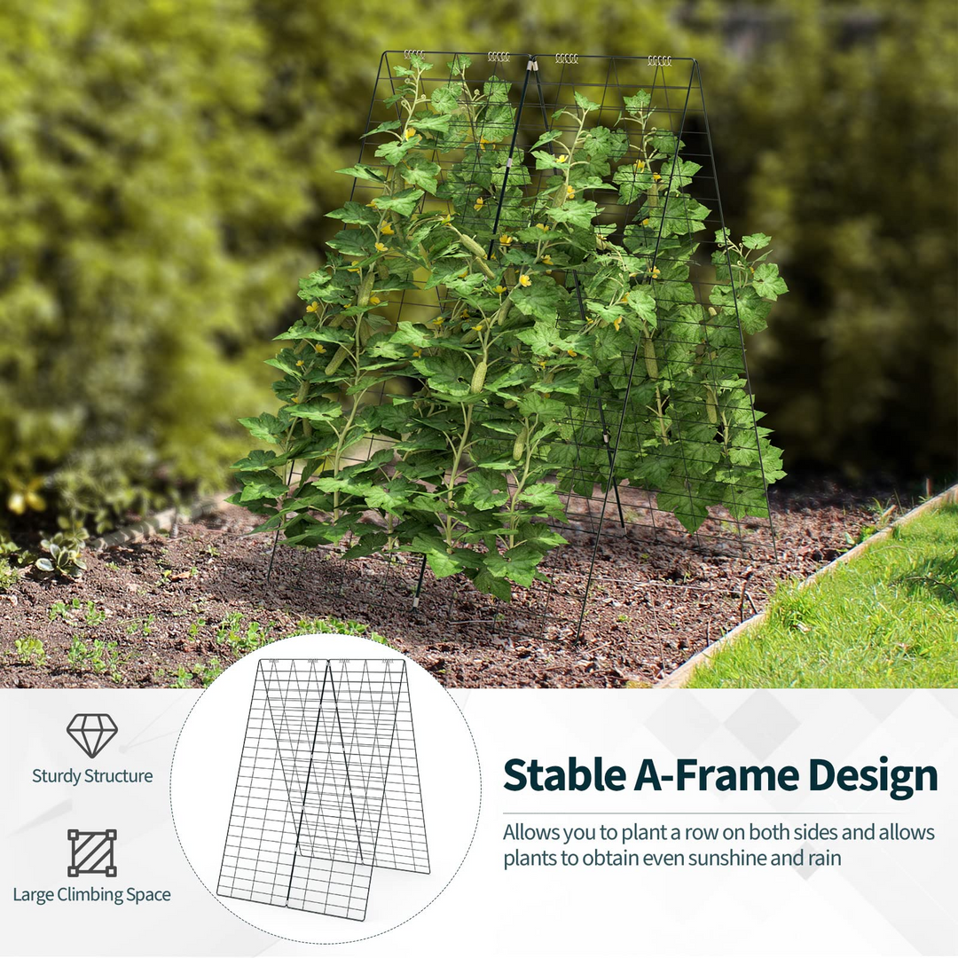 8 Panels Cucumber Trellis, A-Frame Garden Trellis for Plant Climbing