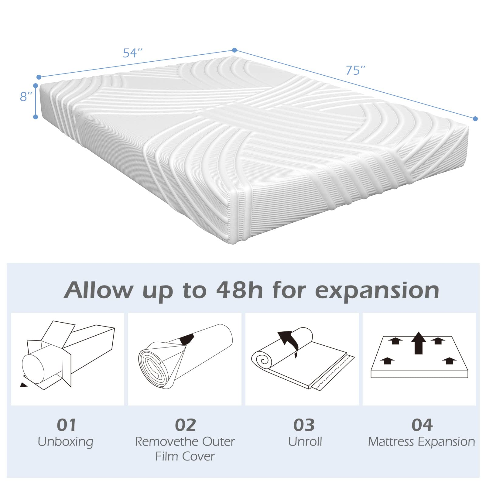 Giantex Memory Foam Mattress, 8 inch Mattress Full with Gel Infused Memory Foam for Cool Sleep & Pressure Relief