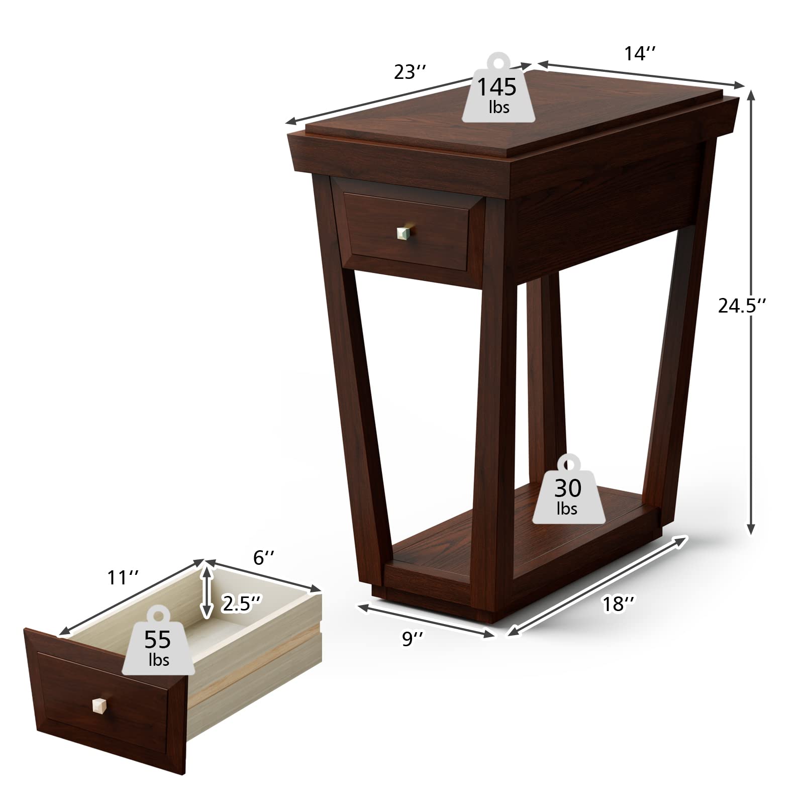 Giantex Wood End Table with Drawer