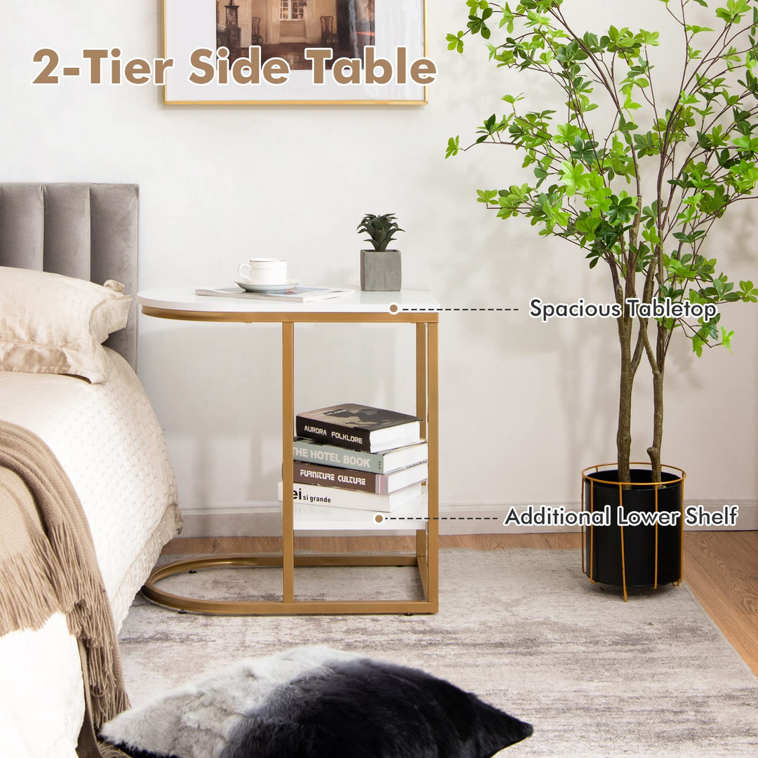 Giantex Side Table, 2-Tier C-Shaped End Table