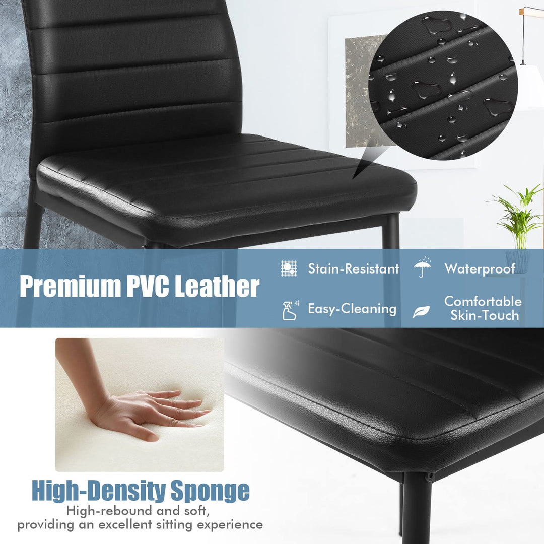 Giantex Set of 4 Dining Chairs, Upholstered Dining Side Chairs with Stain-Proof PVC Leather