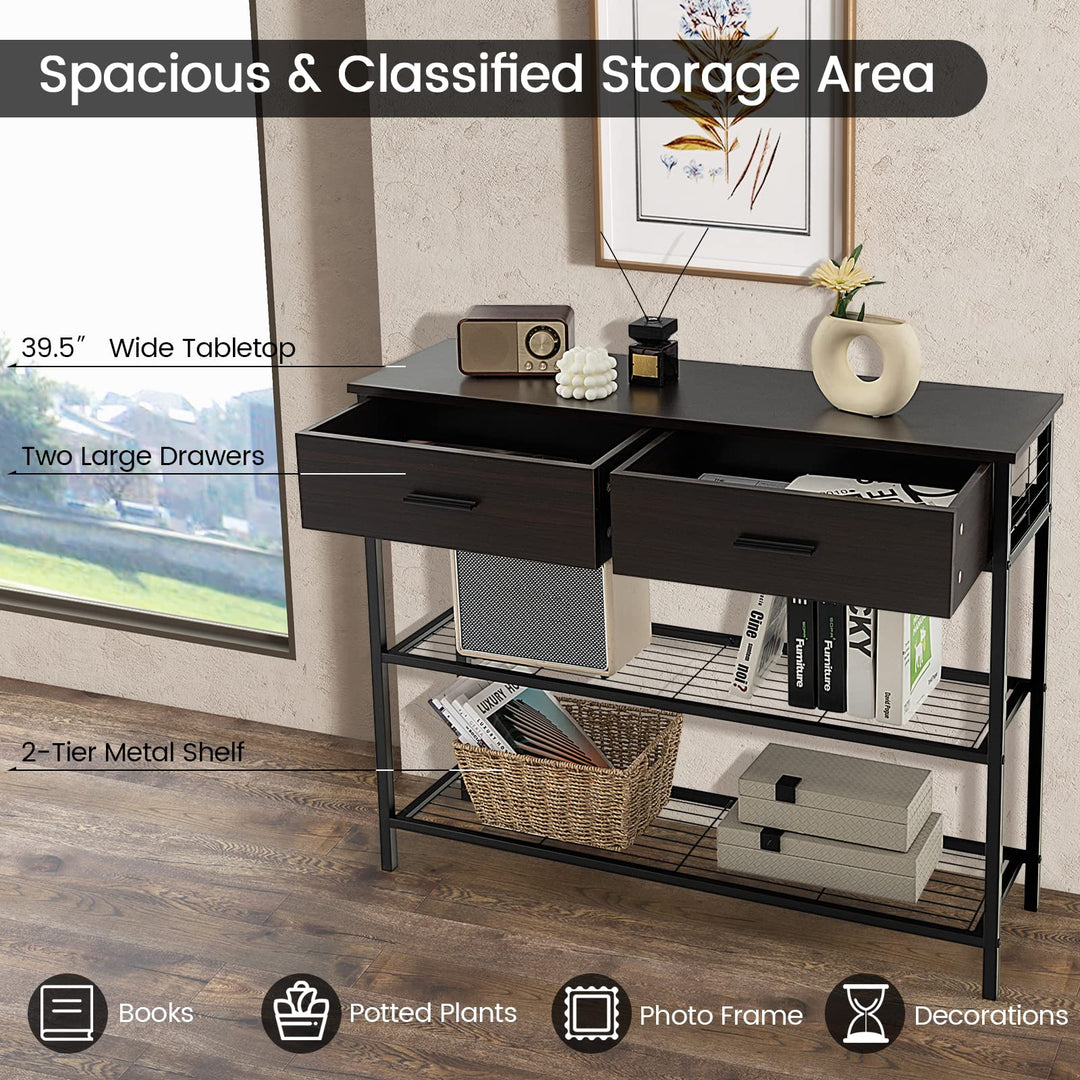 Giantex 39.5” Console Table with Storage Drawer - Entryway Table with 2 Drawers