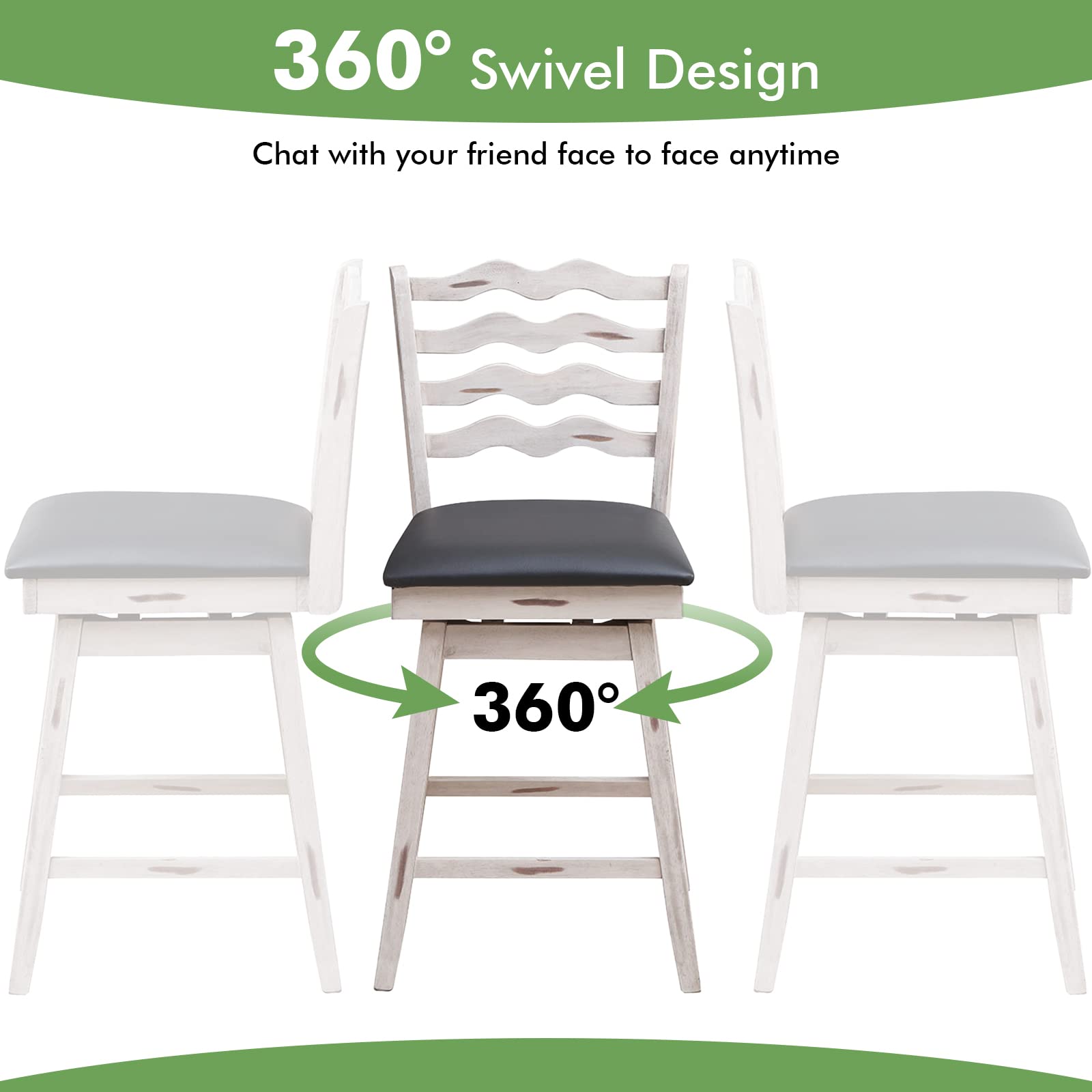 Giantex Wooden Upholstered Barstools for Kitchen Island