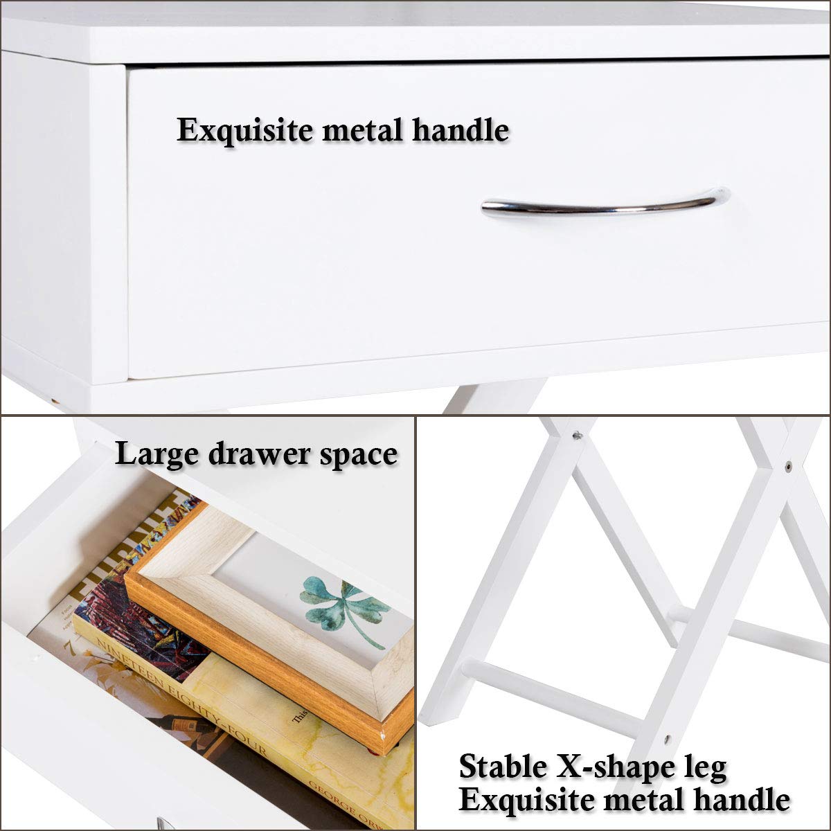 Giantex Nightstand with Drawer X-Shaped Design Sofa Side Table