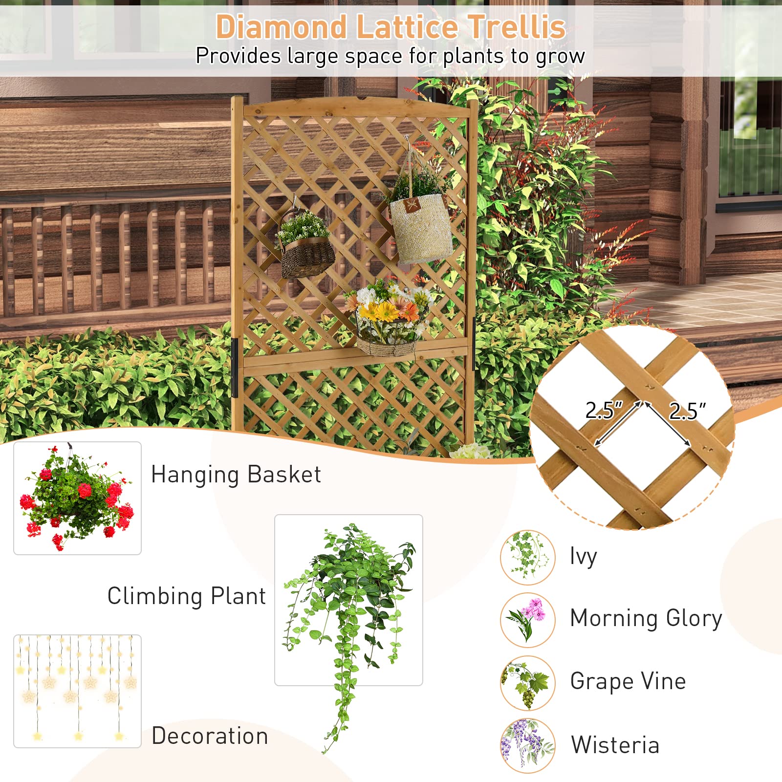 Planter Raised Bed with Trellis - Giantex