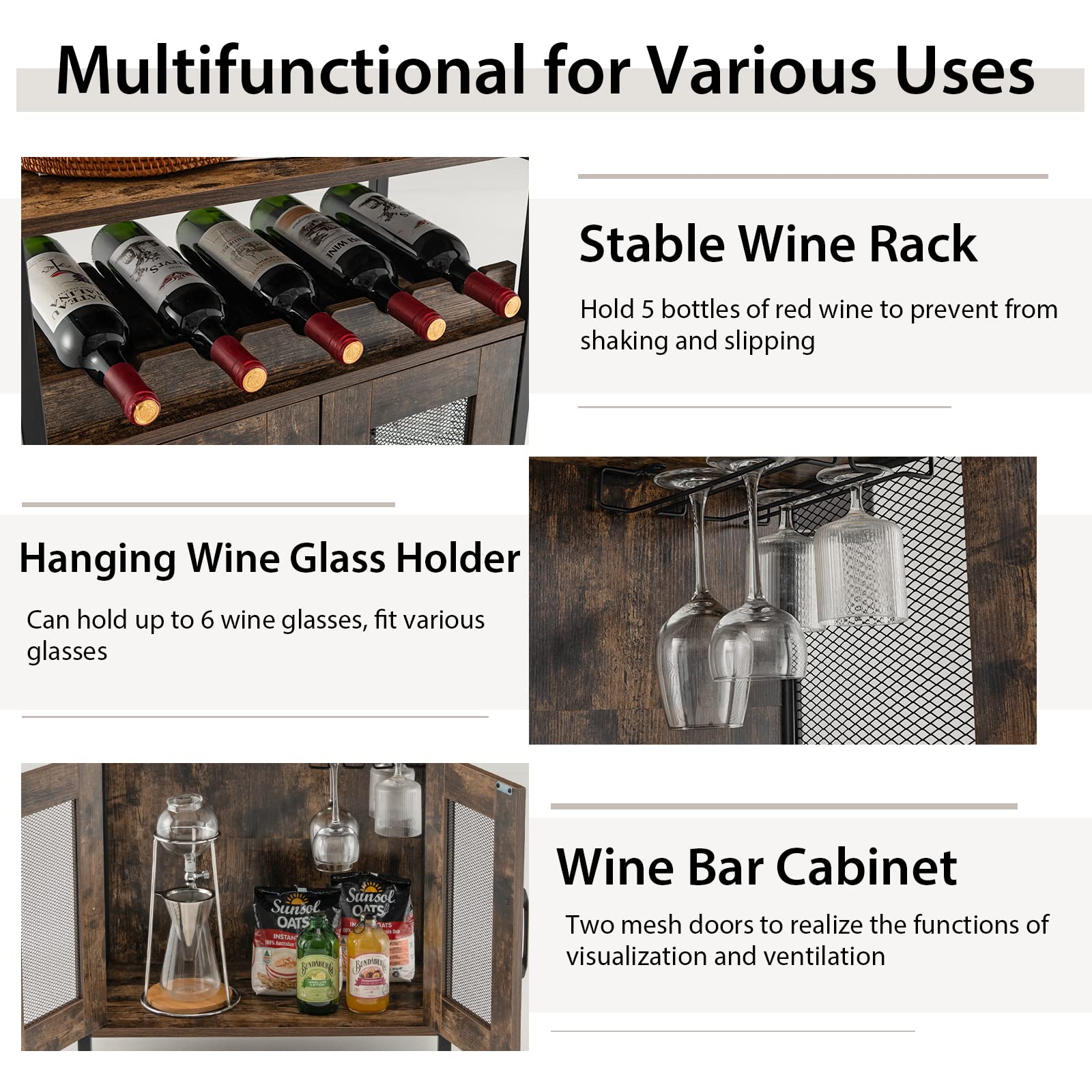 Giantex Wine Bar Cabinet, Wine Racks for 18 Bottles, Glass Holder
