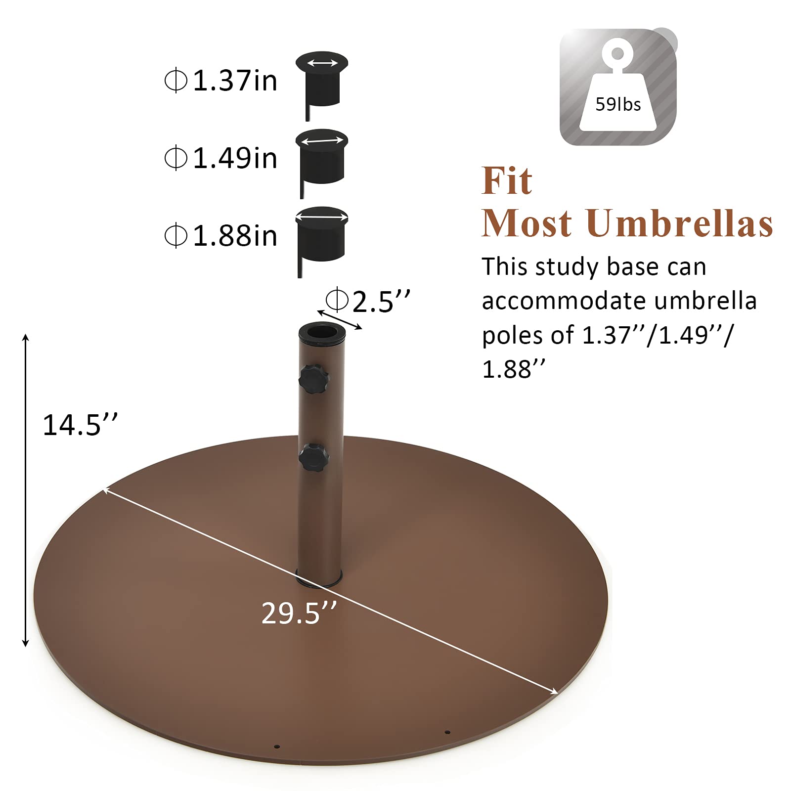 Giantex Patio Umbrella with Base Stand, 10ft Market Umbrella with 59 LBS Heavy-Duty Round Umbrella Stand