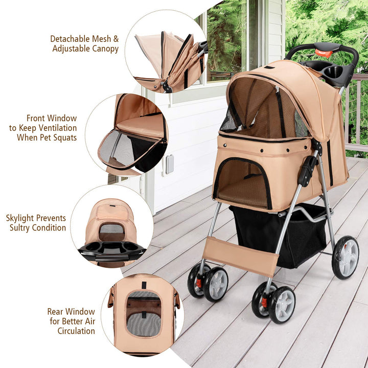  Pet Stroller for Small Medium Dogs Cats Puppy - Giantex