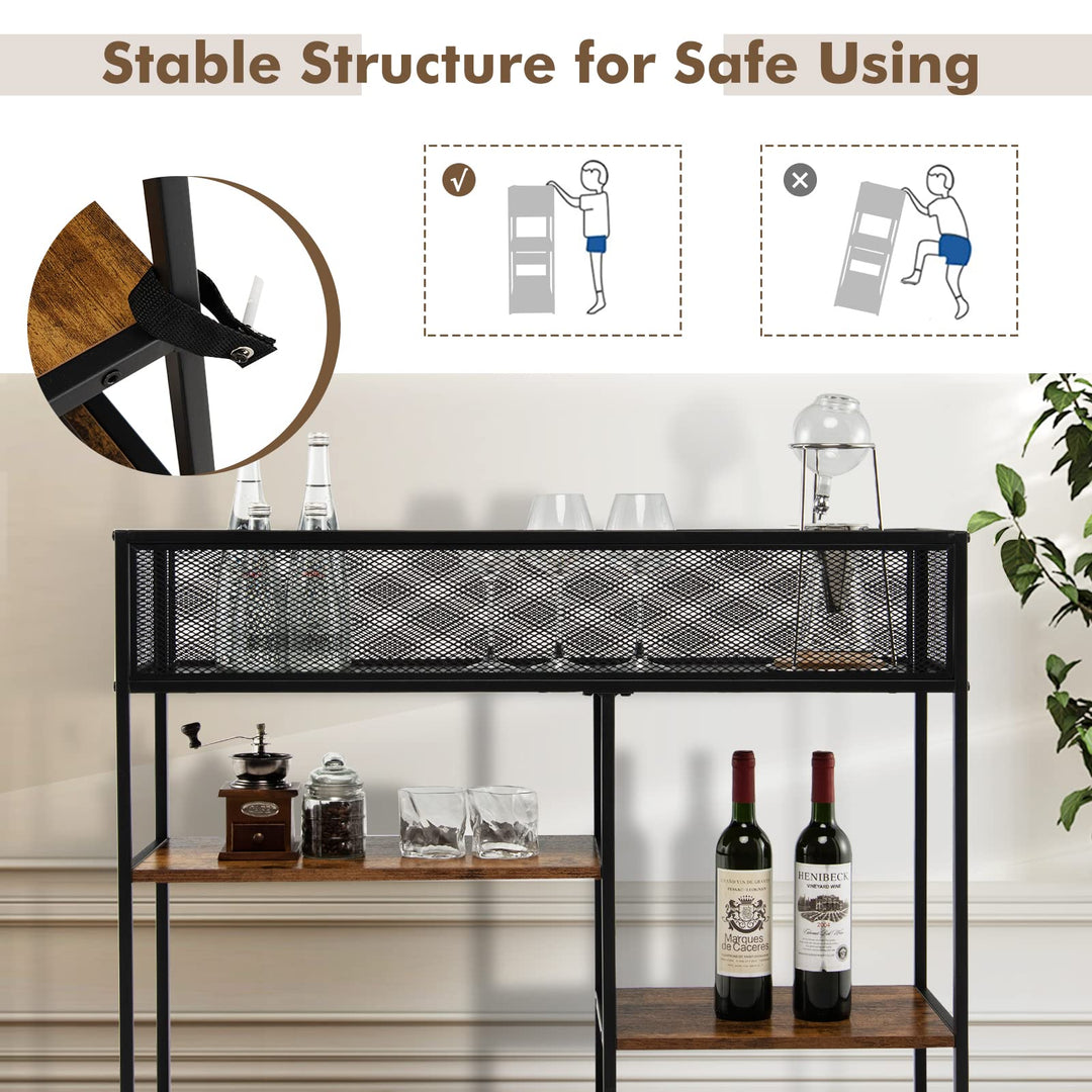 Giantex Hallway Table for Entryway - 4-Tier Console Table for Entryway with Wire Basket