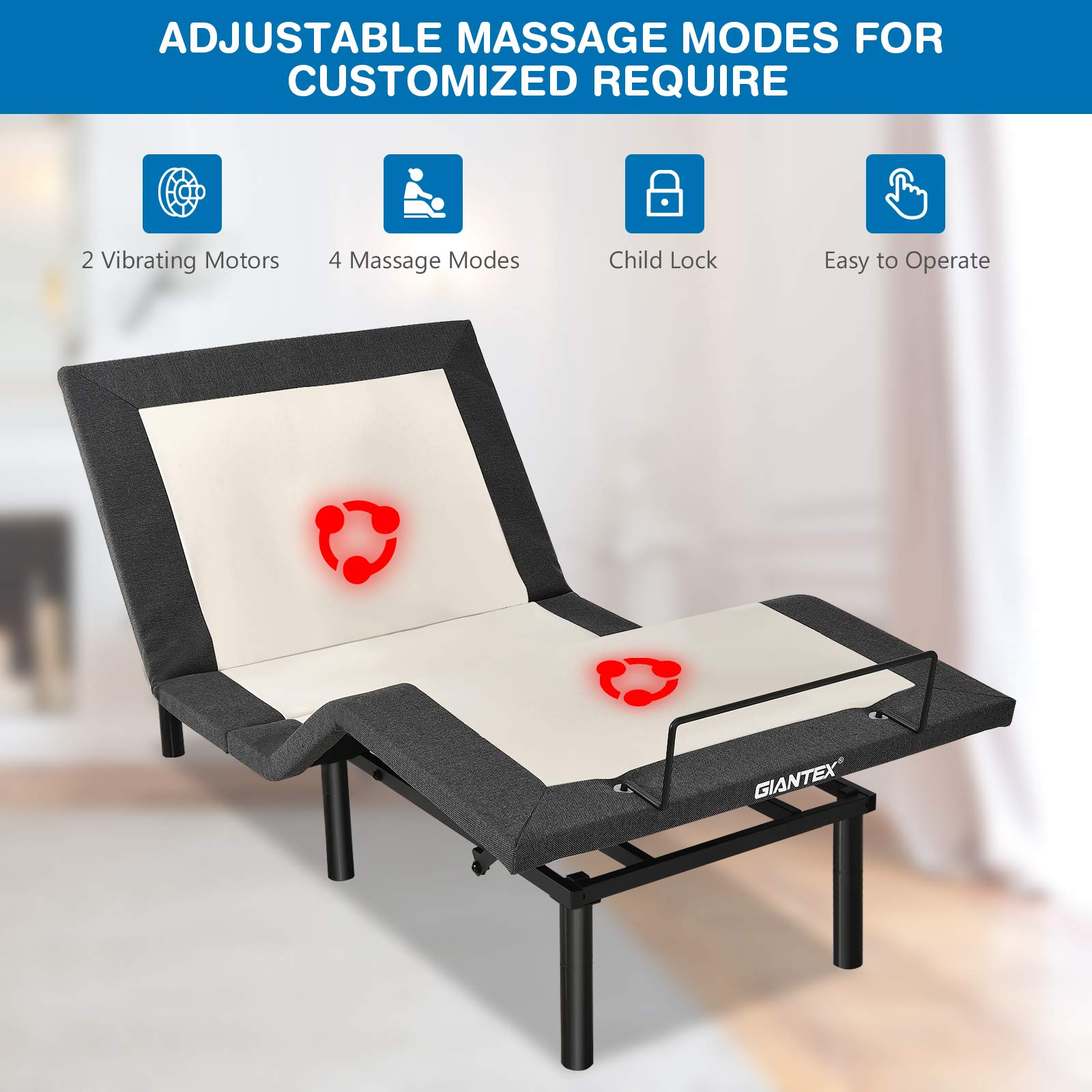 TXL Adjustable Bed Base with 8 Inch Memory Foam, Adjustable Bed w/ Head and Foot Incline