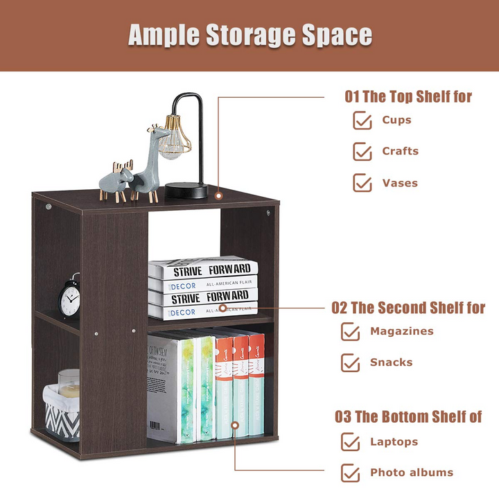 Giantex End Table with Shelves 3-Tier Open Storage