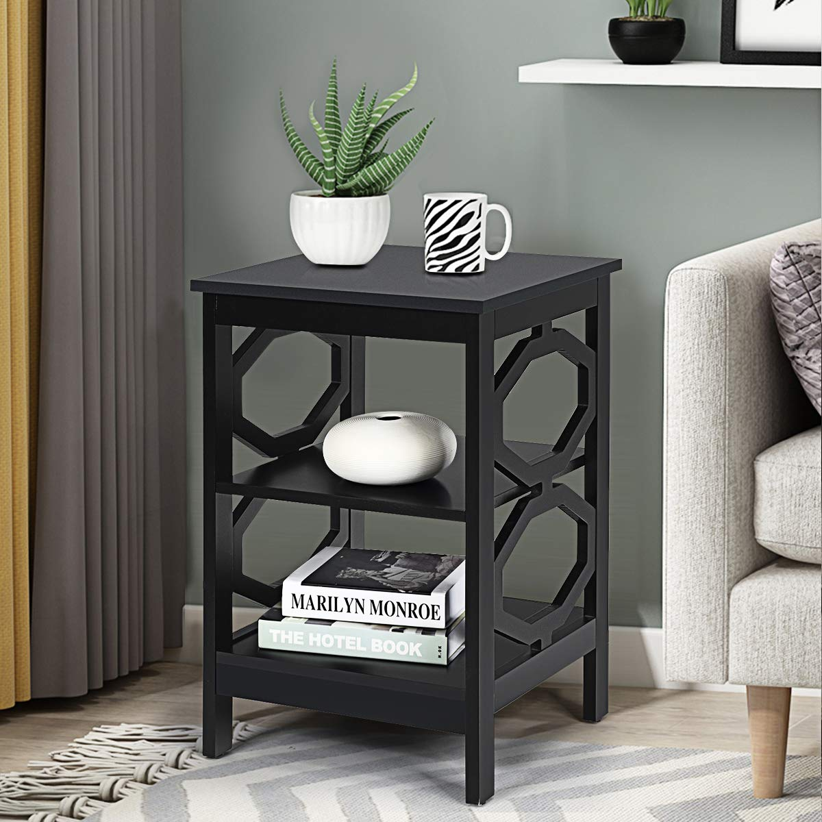 Giantex Nightstand 3-Tier End Table Multifunctional