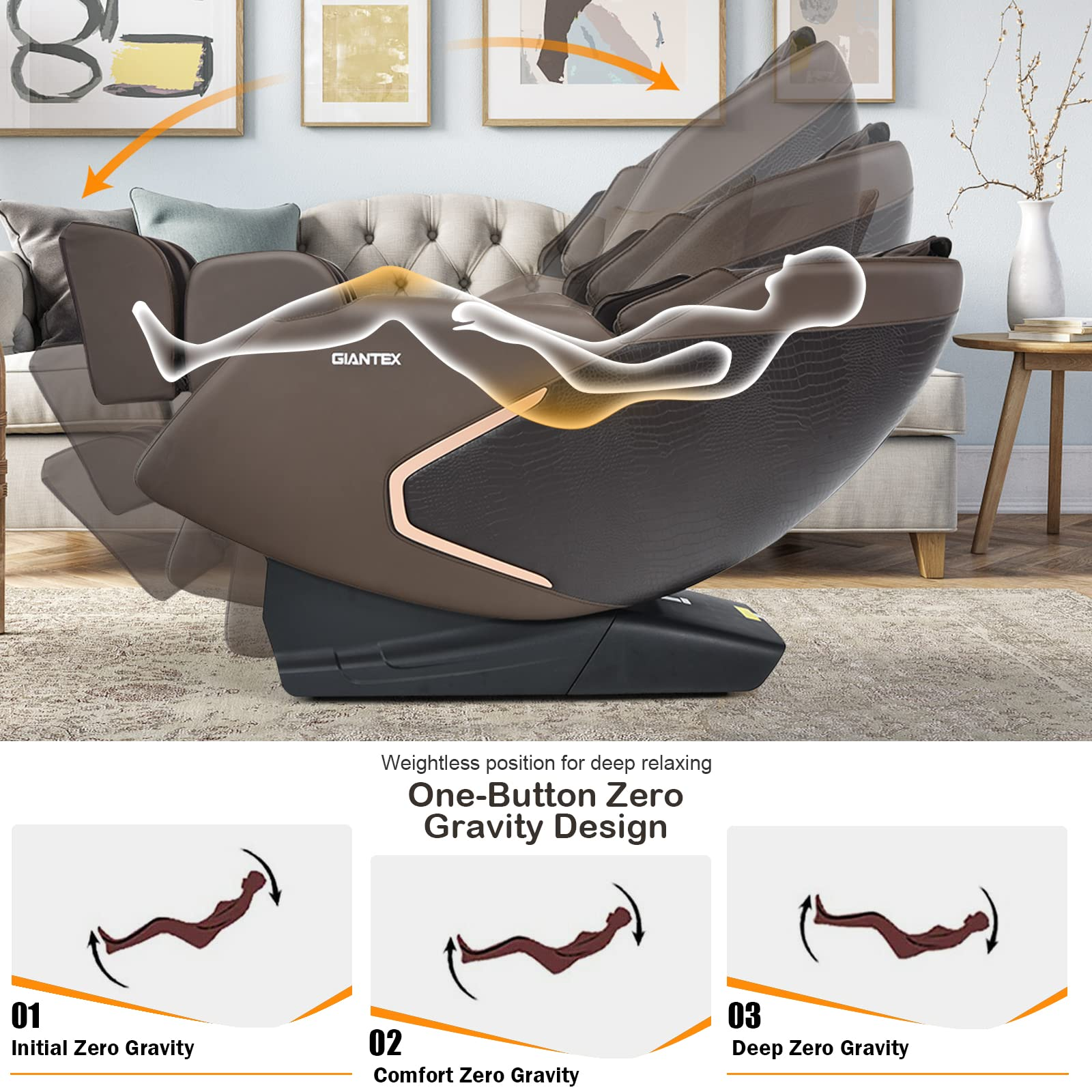 Giantex Full Body Massage Chair, Zero Gravity Recliner Chair on Wheels