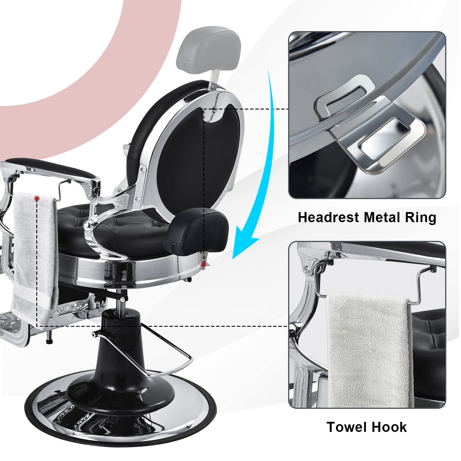 Giantex Vintage Barber Chair, 360-degree Swivel Reclining Salon Chair for Hair Stylist
