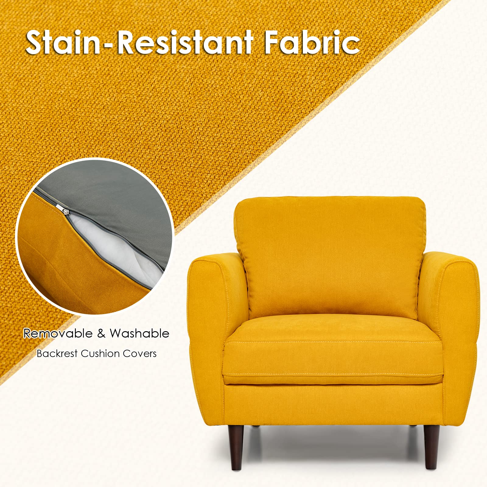 Giantex Sofa Chair, Upholstered Mid-Century Modern Accent Chair