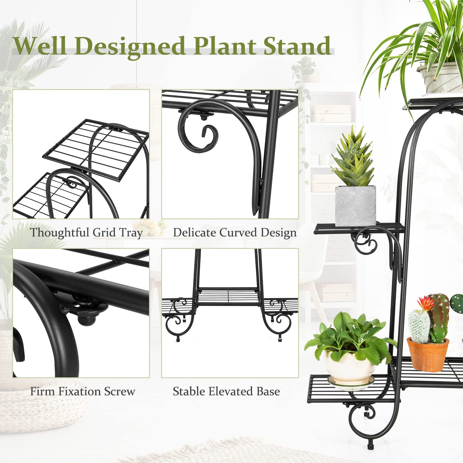 6  Tiers Metal Plant Stand Flower Pots Holder