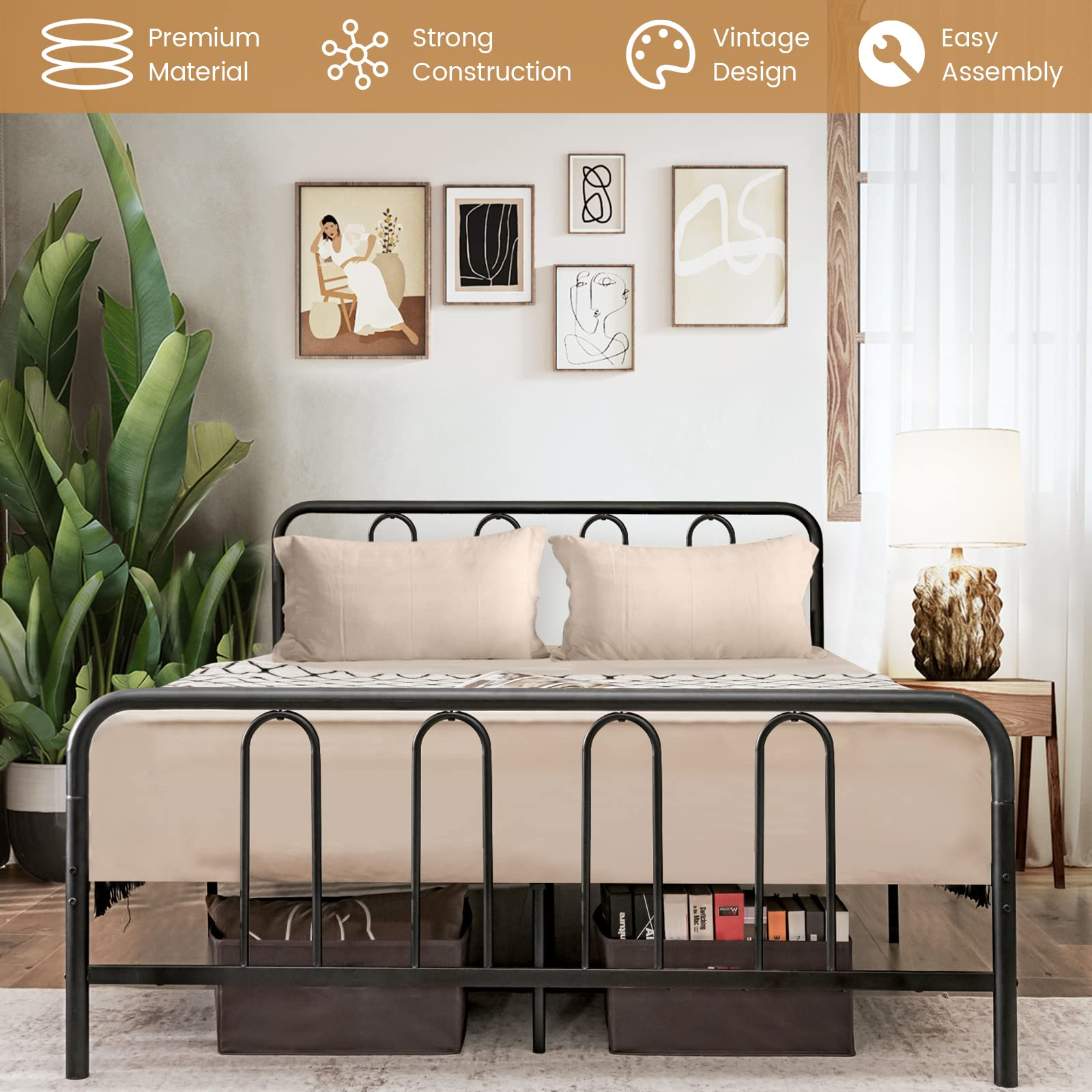 Giantex Full Size Metal Bed Frame, Modern Bed Frame