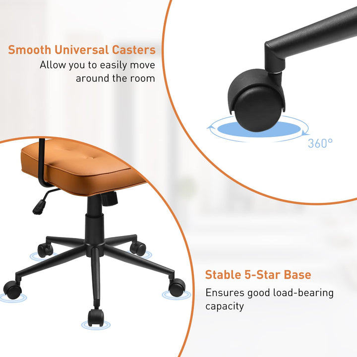 Giantex Home Office Chair, Height Adjustable PU Leather Desk Chair w/Rocking Backrest, Orange