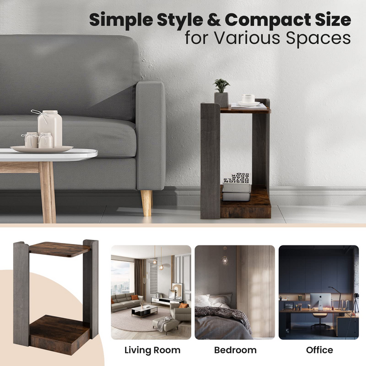 Giantex End Table, 2-Tier Side Table w/Open Storage Shelf