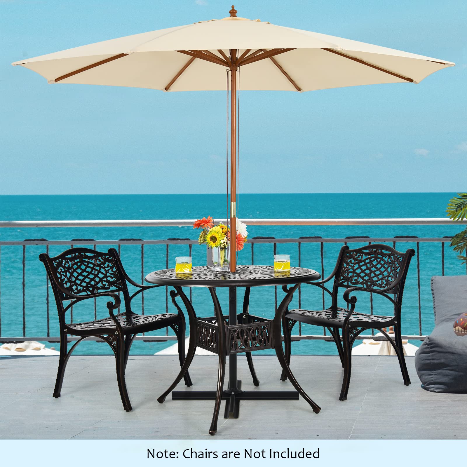 Giantex Bistro Table, Cast Aluminum Round Dining Table
