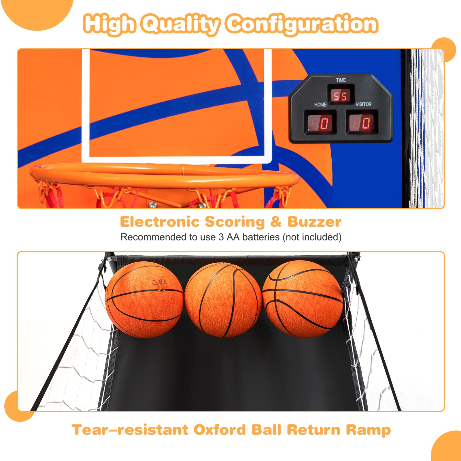 Foldable Electronic Arcade Basketball Game - Giantex