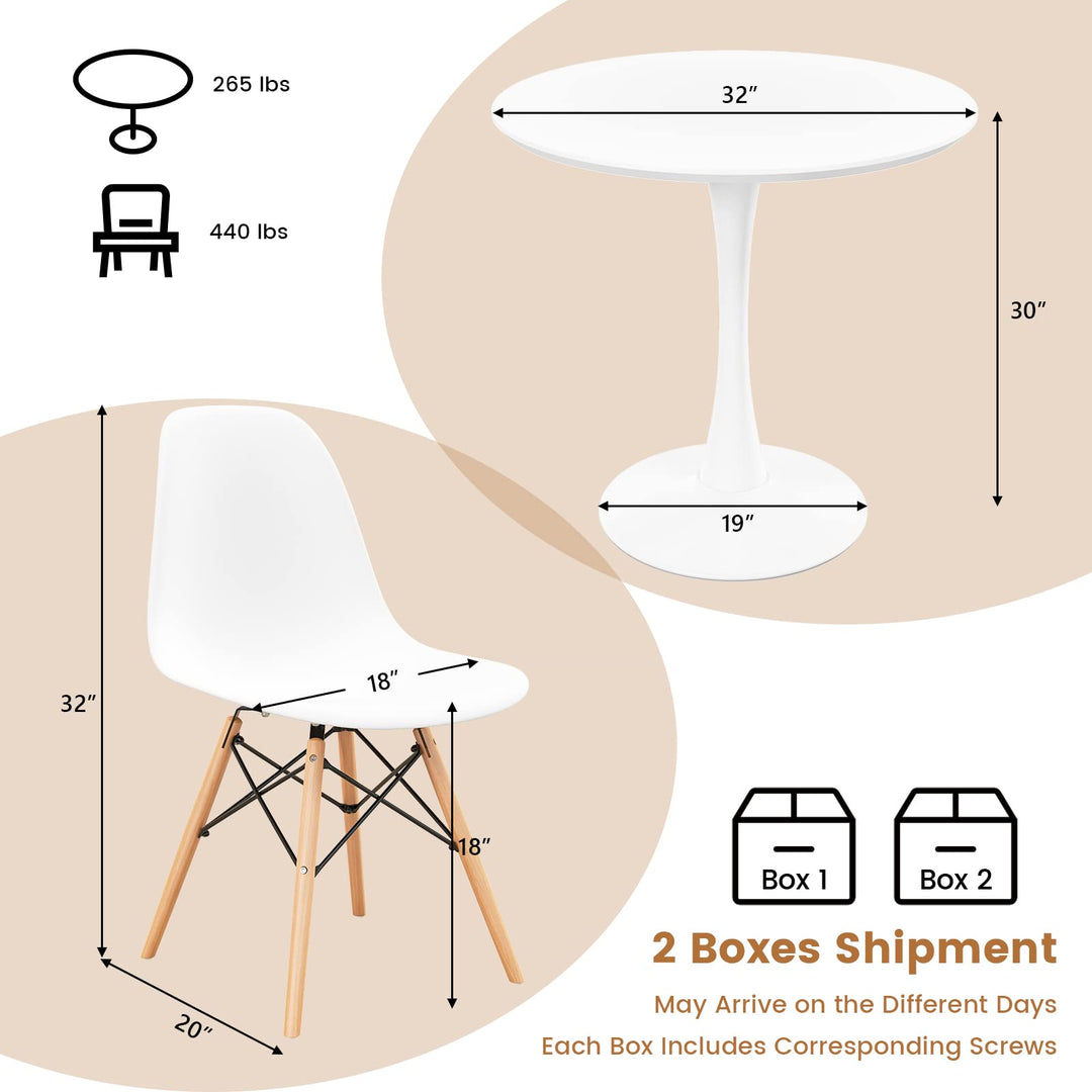Giantex Dining Room Table Set for 2 or 4, Compact Kitchen Dining Table Set with 32" Round Table and DSW Chairs