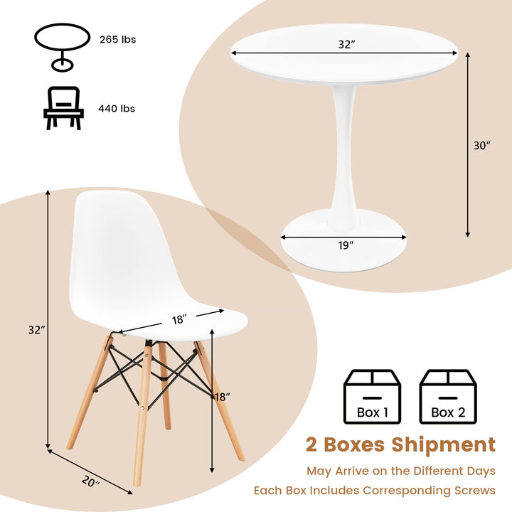 Giantex Dining Room Table Set for 2 or 4, Compact Kitchen Dining Table Set with 32" Round Table and DSW Chairs