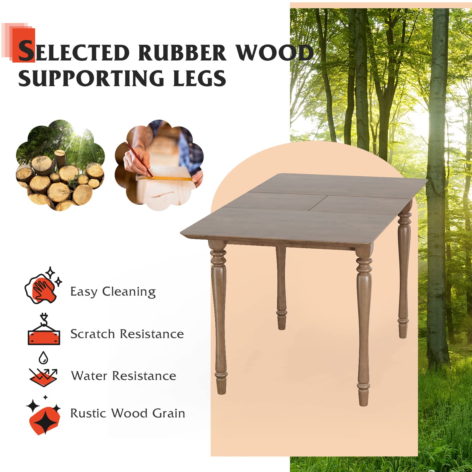 Giantex Farmhouse Dining Table, Extendable Butterfly Leaf Dinette Table