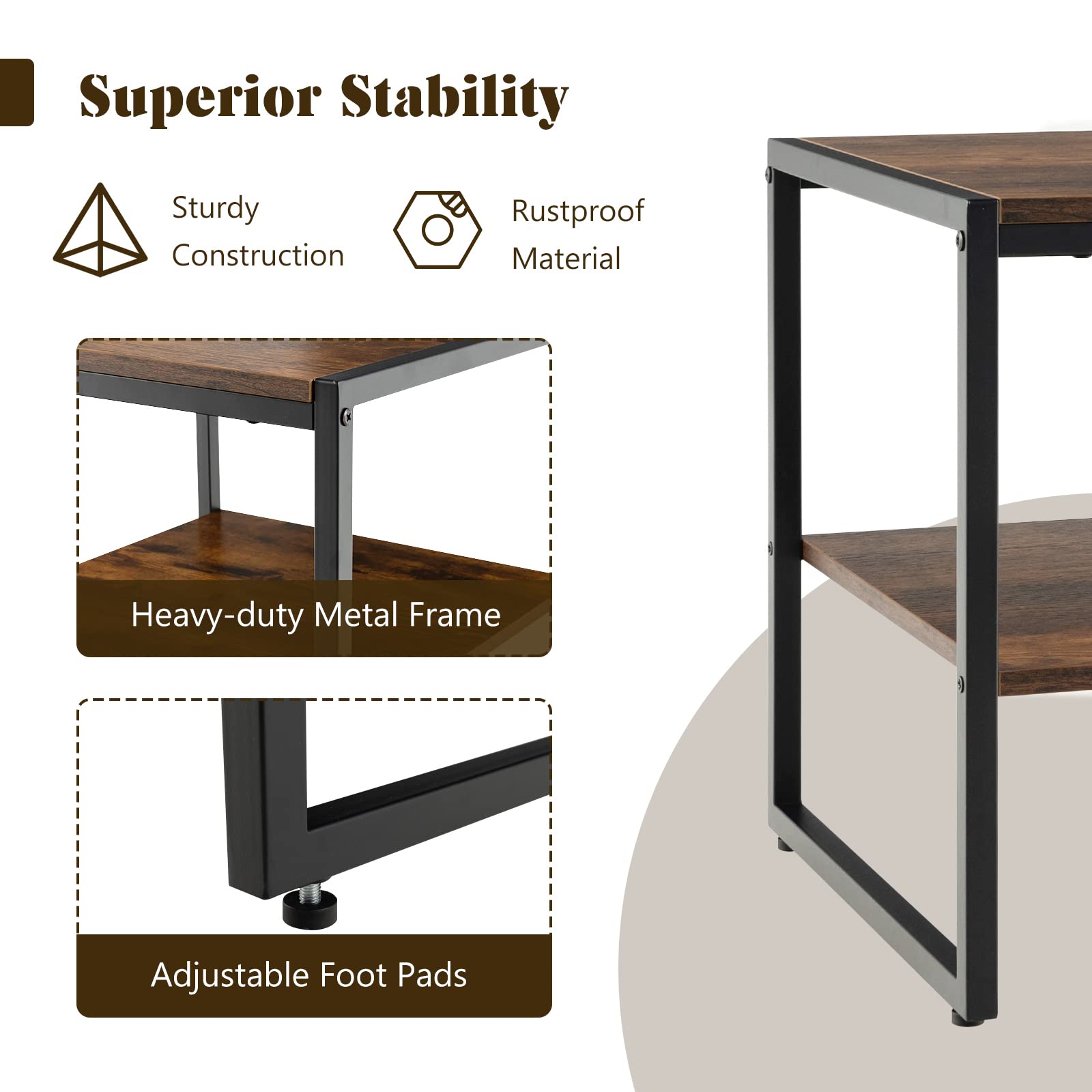 Giantex End Table Set of 2, Industrial 20" Side Table