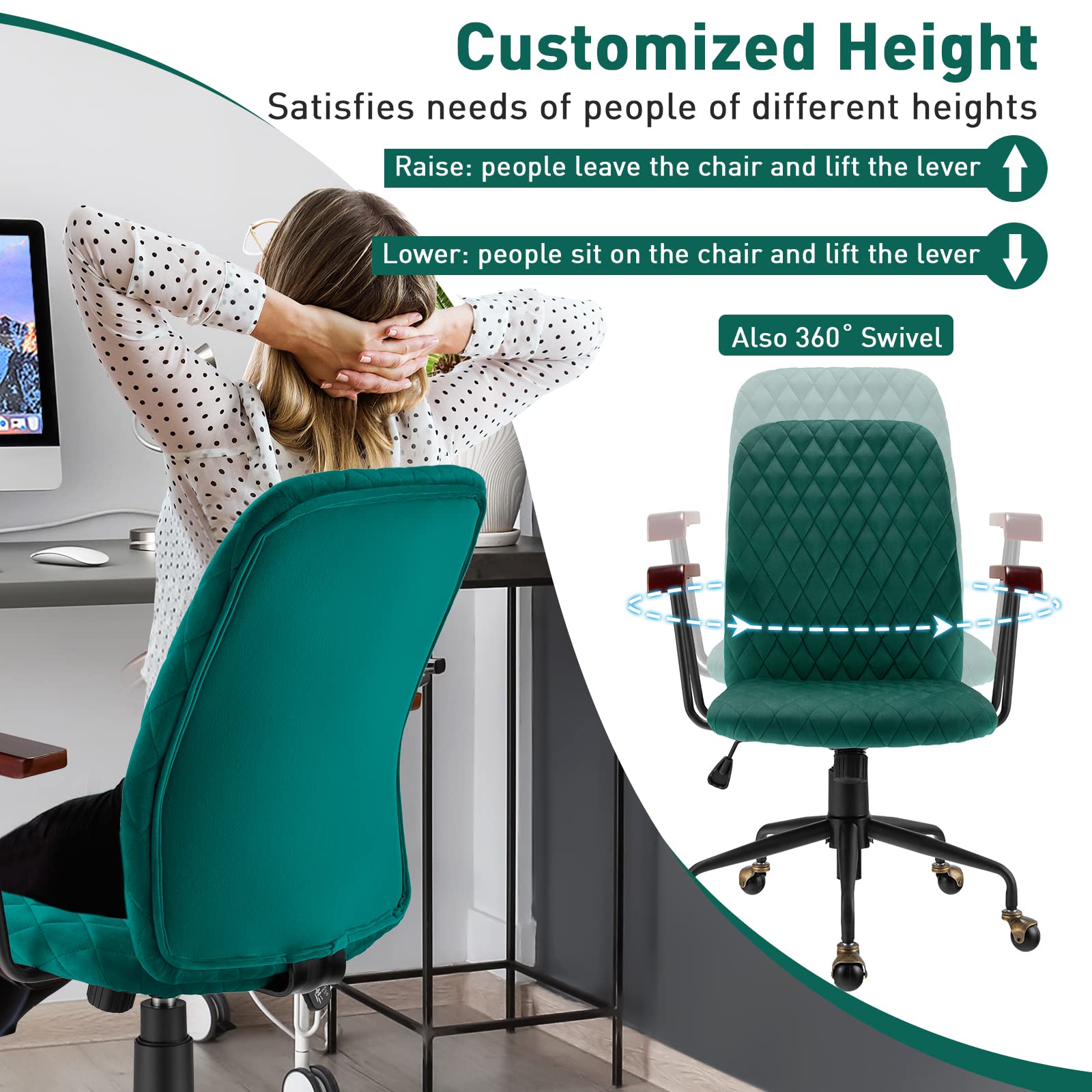 Giantex Velvet Home Office Desk Chair