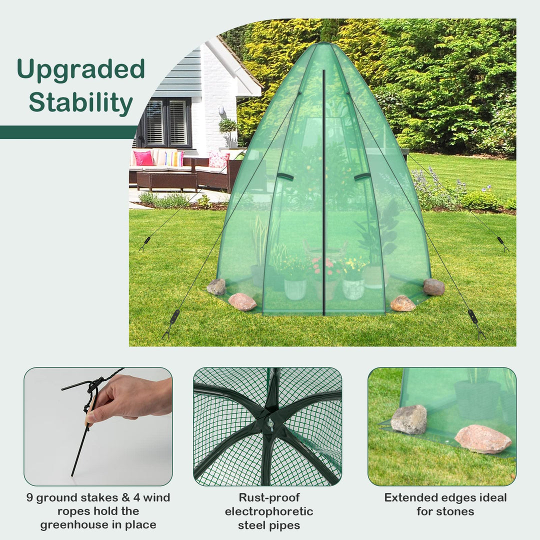 Giantex Portable Walk-in Greenhouse - 5.5’x5.5’x6’ PE Cover, Roll-up Zippered Door, Window