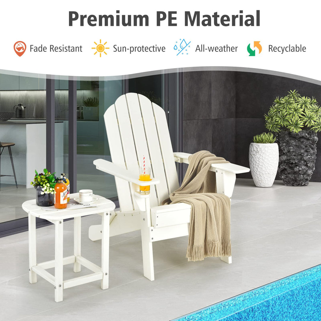 Folding Adirondack Chair with Side Table, Outdoor Adirondack Chair w/Cup Holder
