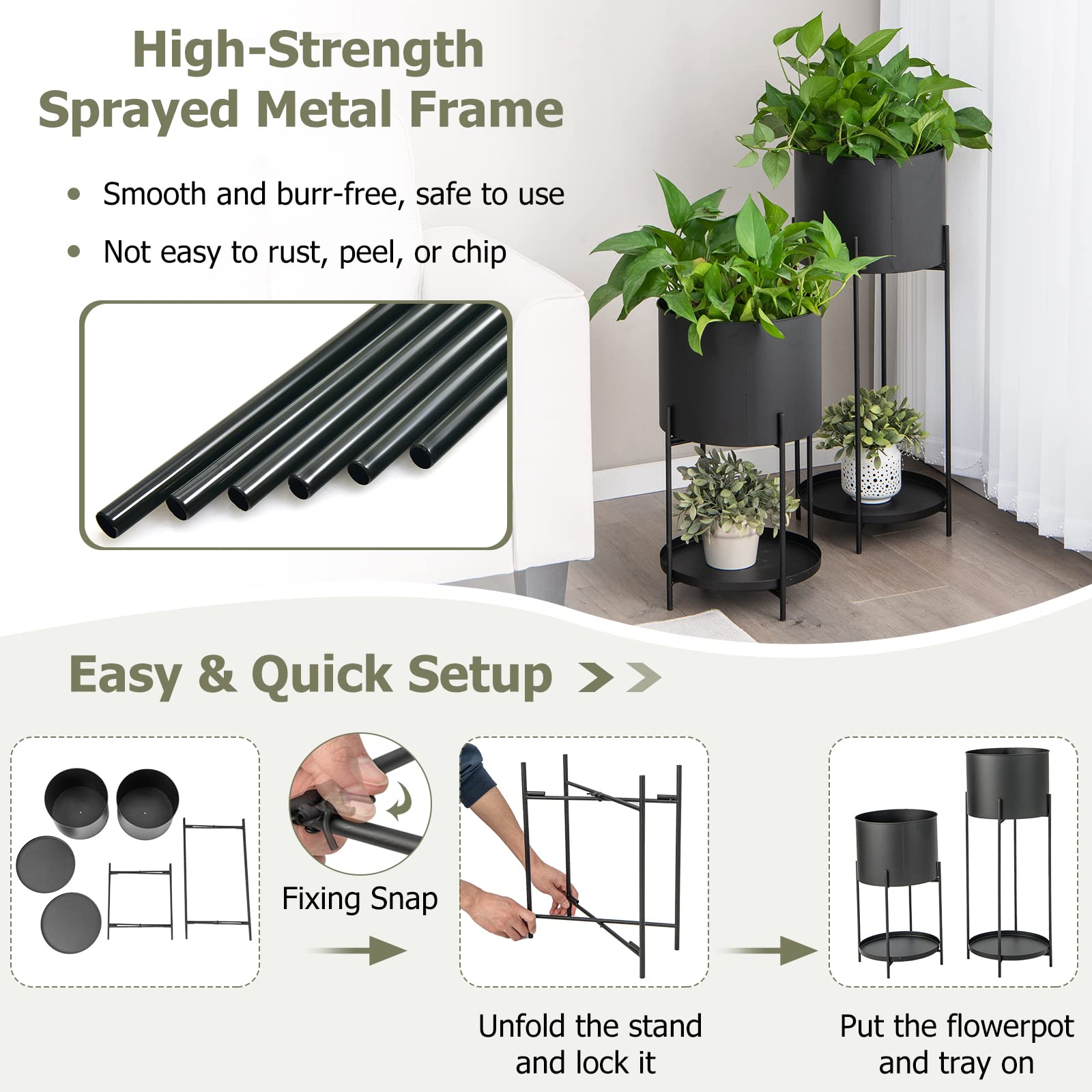 Giantex Set of 2 Round Pot Planter