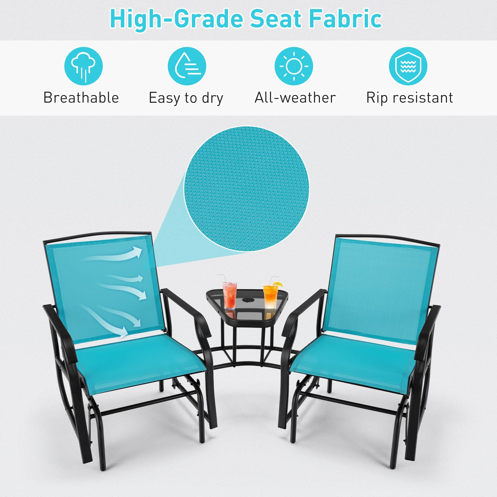 Giantex Outdoor Glider Chairs with Table & Umbrella Hole