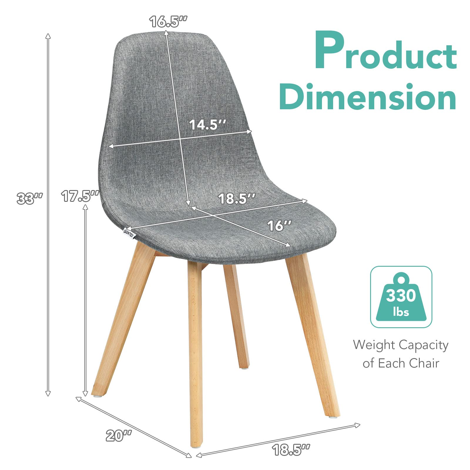 Set of 2 or 4 Kitchen Dining Chairs Gray