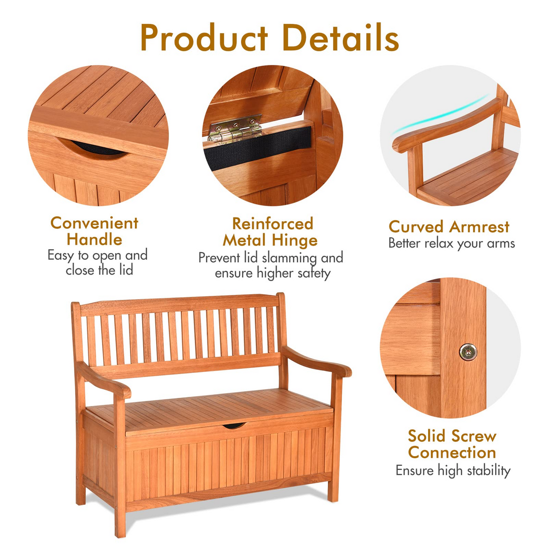 Giantex Patio Bench with Storage, Outdoor Deck Box with Seating for Pool Front Porch Garden Lawn Decor