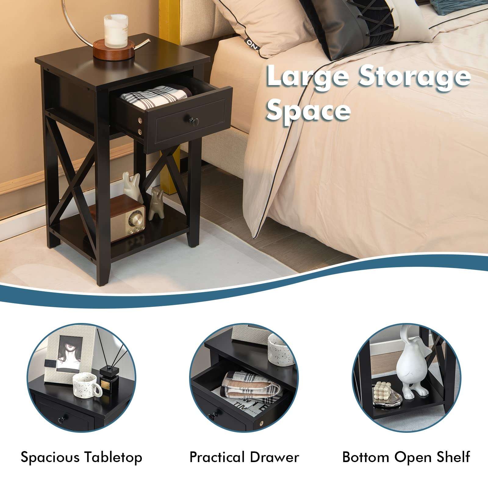Giantex Modern X-Design Nightstand