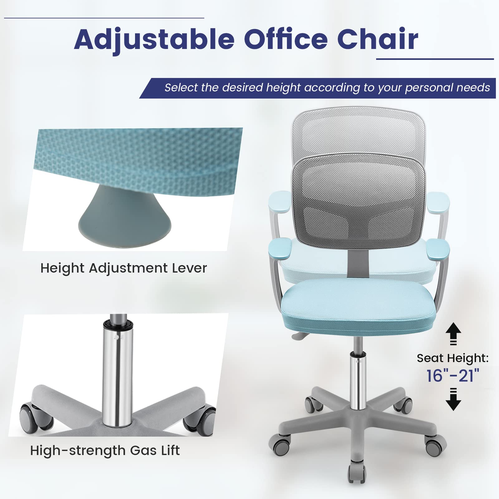 Giantex Ergonomic Home Office Chair, Mesh Low Back Desk Chair, Swivel Computer Chair with Y-Shaped Lumbar Support & Comfy Armrest