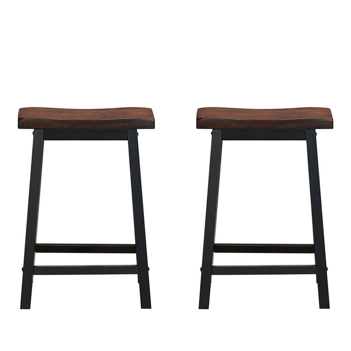 Giantex Set of 2 Saddle Seat Stools, Wood Vintage Counter Height Chairs
