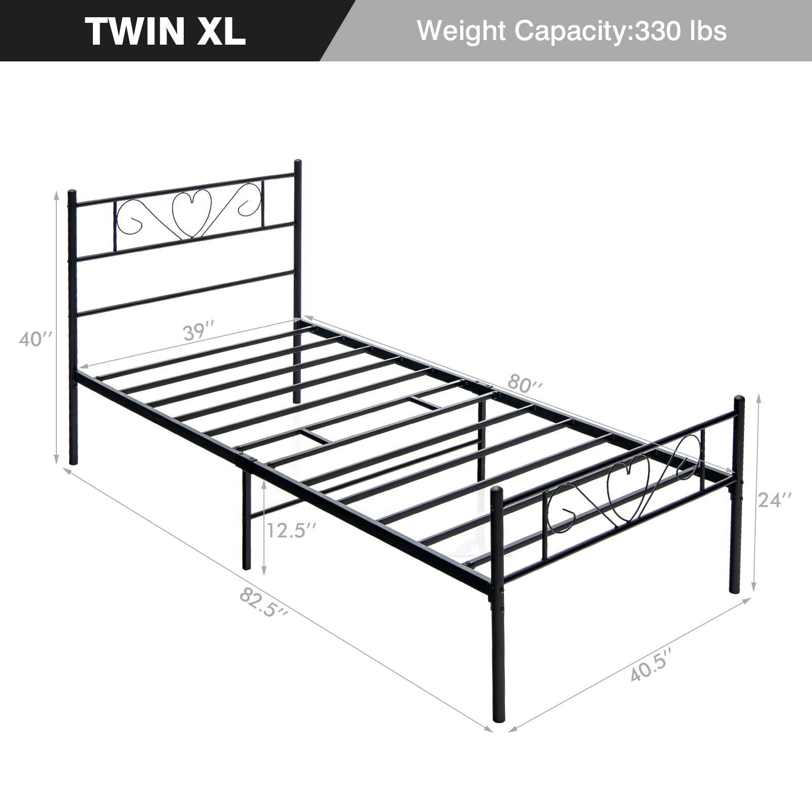 Giantex 12.5-Inch-High Twin XL Metal Bed Frame