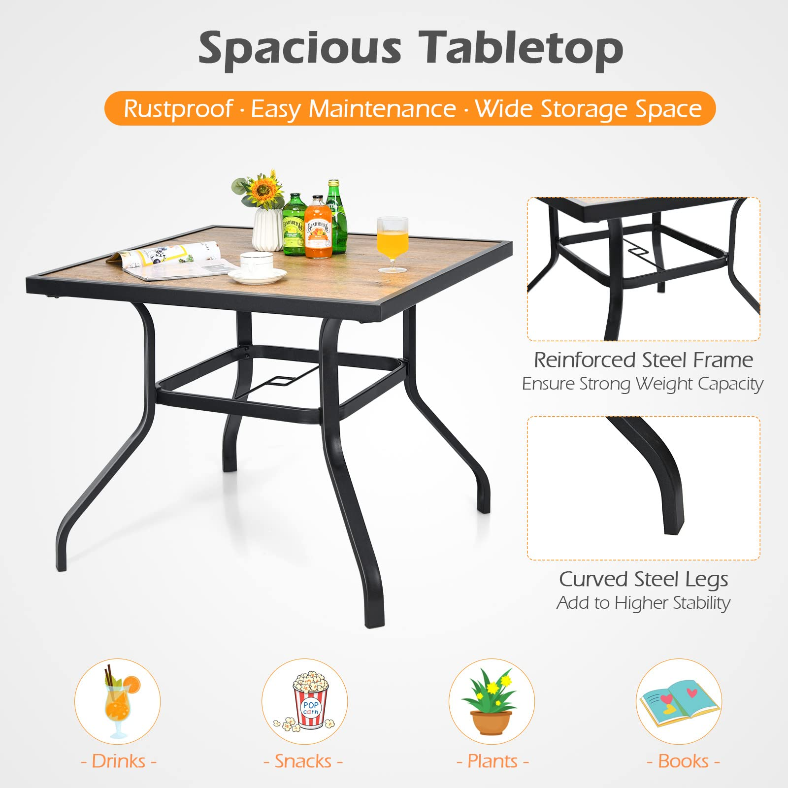Patio Dining Table, Outdoor Square Bistro Table