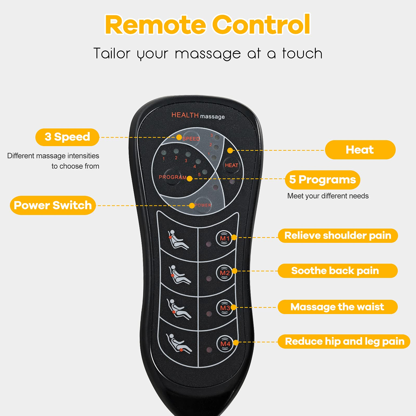 Giantex Back Massager for Back Pain, Chair Massage Pad Shiatsu Massage Seat with 10 Vibration Motors