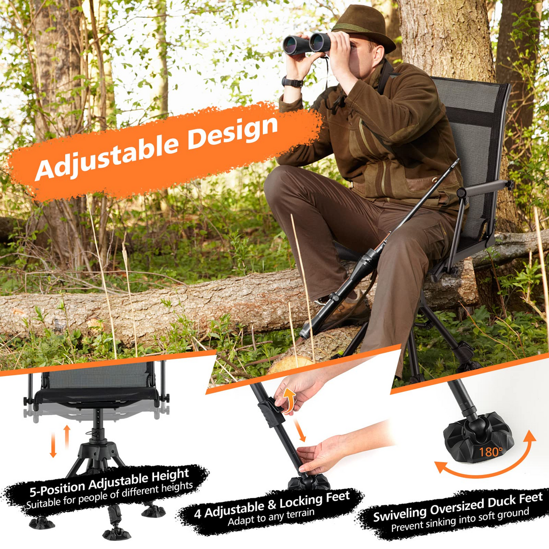 Giantex Swivel Hunting Blind Chair - Foldable 360° Hunter Chair with Oversized Duck Feet