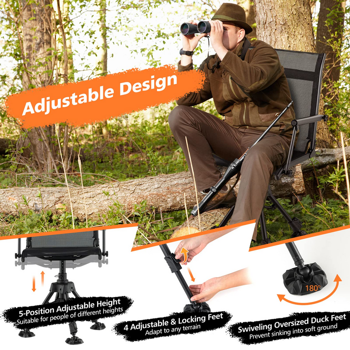 Giantex Swivel Hunting Blind Chair - Foldable 360° Hunter Chair with Oversized Duck Feet