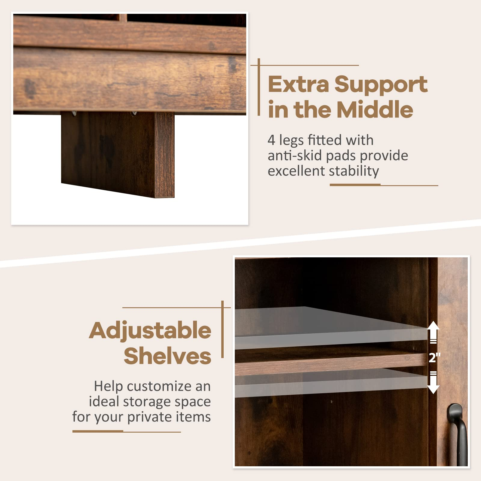Giantex Buffet Sideboard, Farmhouse Kitchen Storage Cabinet, 9-Bottle Wine Rack & 2 Door Cabinets