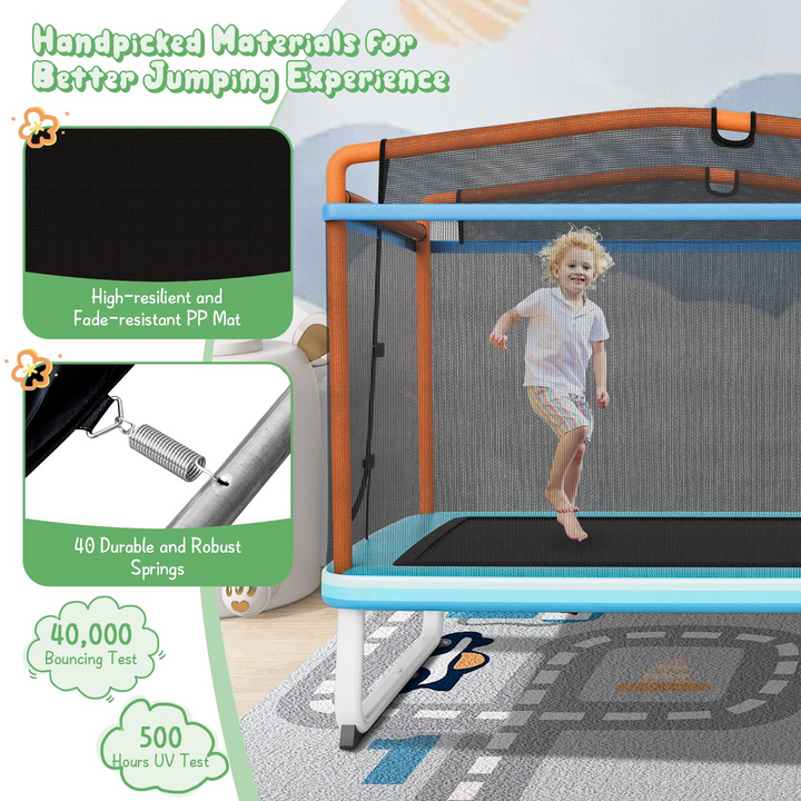 Giantex 6Ft Kids Trampoline with Swing and Horizontal Bar