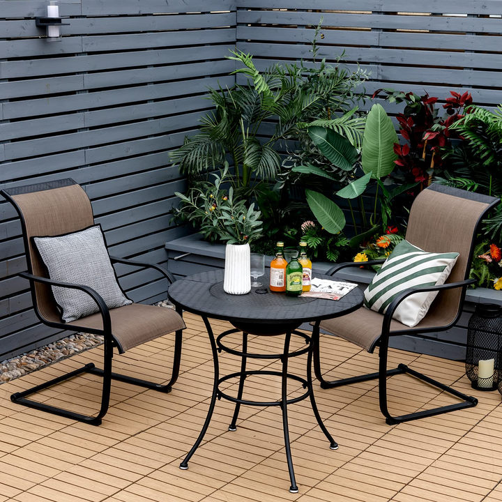 Giantex Fire Pit for Outside 32 Inch, 4-In-1 Multifunctional Dining Table for Camping,Metal Round Small Outdoor Fire Pits