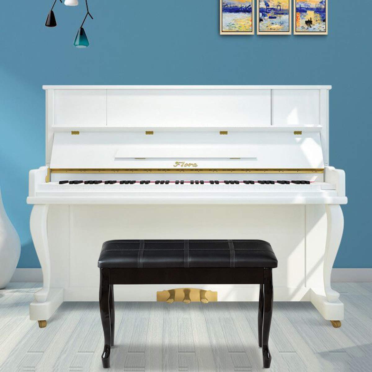 Giantex Piano Bench PU Leather W/Padded Cushion and Music Storage