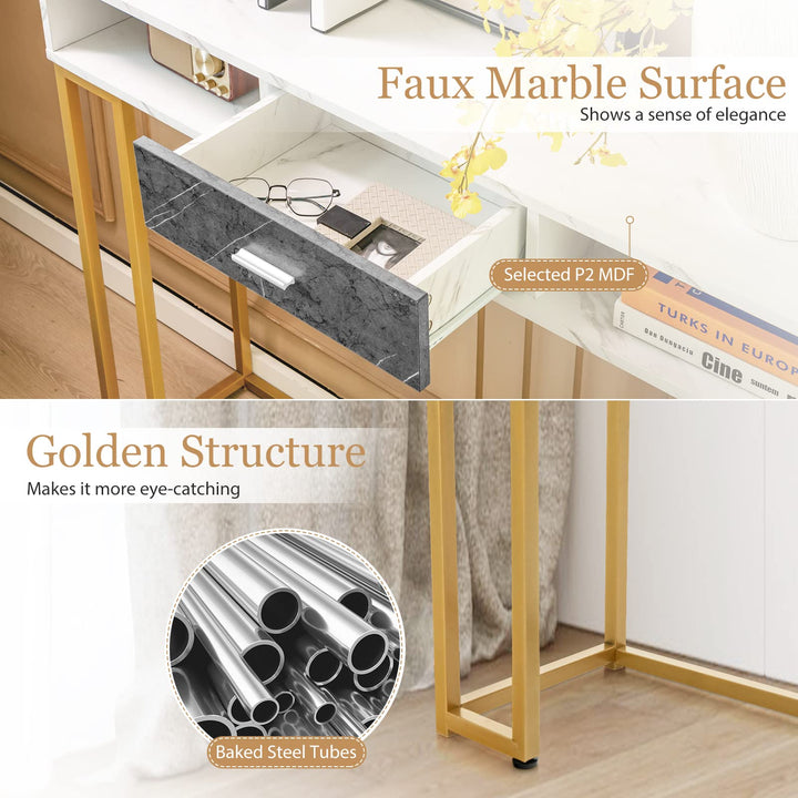 Giantex Console Table with Drawer - Sofa Side Table with Anti-Toppling Device & Adjustable Foot Pads